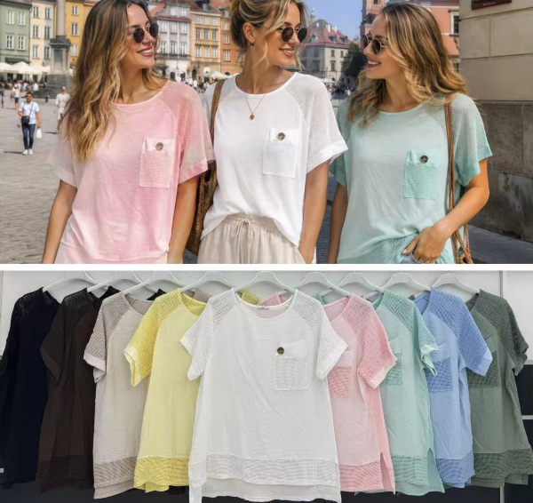 Bluzki damskie (Włoskie produkt) Roz Standard, Mix Kolor Paczka 5 szt